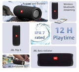 JBL Flip 5 Wireless Portable Bluetooth Speaker, Signature Sound with Powerful Bass Radiator, Vibrant Colors with Rugged Fabric Design, Party Boost, IPX7 Waterproof & Type C (Without Mic, Black) - CarrotKart | India's first Open Box ecommerce platform