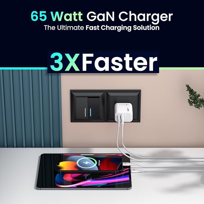 Portronics Adapto 65X 65 W Dual Ports Outputs GaN Fast PD Charger Comes with 100 W Type C to Type C Fast Charging Cable,Compatible with Laptop,MacBook,iPhone 8 and Above,Tablet (White) - CarrotKart | India's first Open Box ecommerce platform