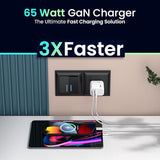 Portronics Adapto 65X 65 W Dual Ports Outputs GaN Fast PD Charger Comes with 100 W Type C to Type C Fast Charging Cable,Compatible with Laptop,MacBook,iPhone 8 and Above,Tablet (White) - CarrotKart | India's first Open Box ecommerce platform