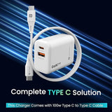 Portronics Adapto 65X 65 W Dual Ports Outputs GaN Fast PD Charger Comes with 100 W Type C to Type C Fast Charging Cable,Compatible with Laptop,MacBook,iPhone 8 and Above,Tablet (White) - CarrotKart | India's first Open Box ecommerce platform