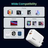 Portronics Adapto 65X 65 W Dual Ports Outputs GaN Fast PD Charger Comes with 100 W Type C to Type C Fast Charging Cable,Compatible with Laptop,MacBook,iPhone 8 and Above,Tablet (White) - CarrotKart | India's first Open Box ecommerce platform