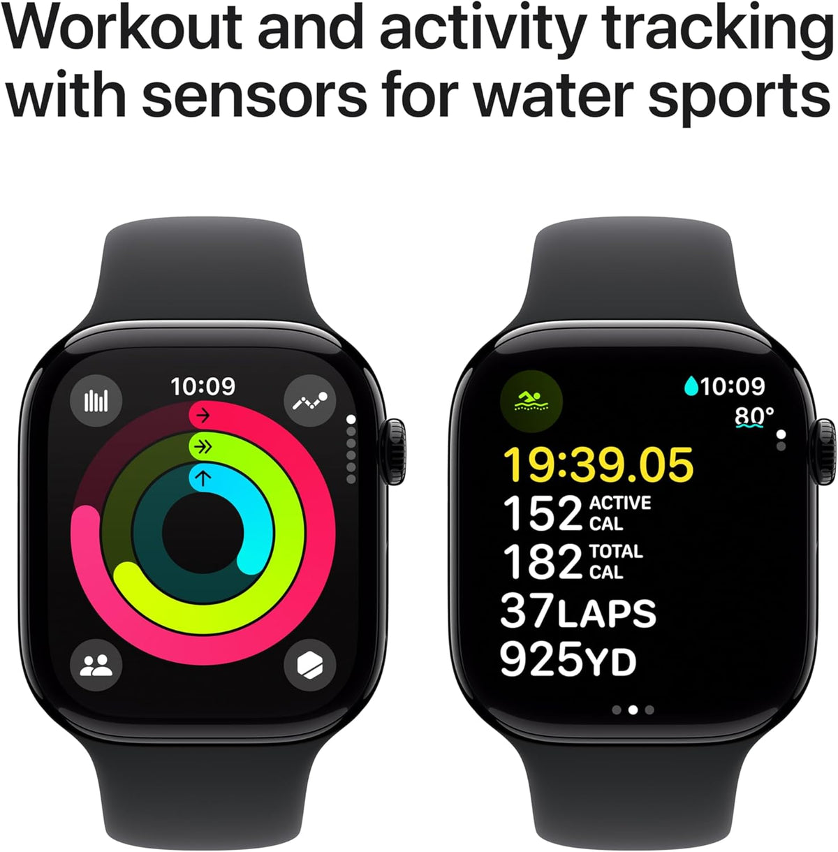 Apple Watch Series 10 [GPS 46 mm] Smartwatch with Jet Black Aluminium Case with Ink Sport Loop. Fitness Tracker, ECG App, Always-On Retina Display, Carbon Neutral