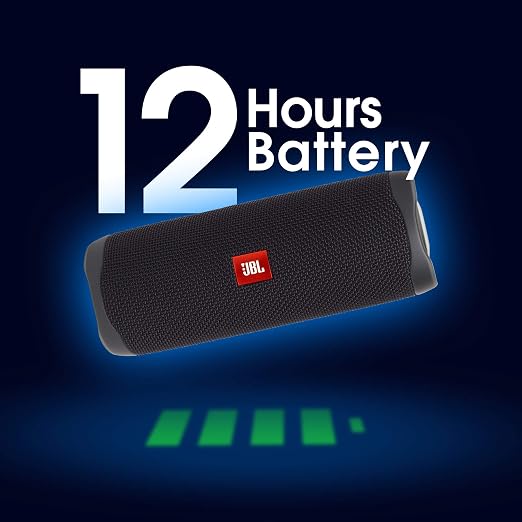 JBL Flip 5 Wireless Portable Bluetooth Speaker, Signature Sound with Powerful Bass Radiator, Vibrant Colors with Rugged Fabric Design, Party Boost, IPX7 Waterproof & Type C (Without Mic, Black) - CarrotKart | India's first Open Box ecommerce platform