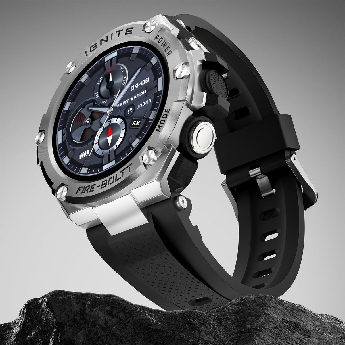 Fire-Boltt Assault Smartwatch – 1.5" HD Display, Bluetooth Calling, 600mAh Battery, Compass, Heart Rate & SpO2 Monitoring, 7-10 Days Battery Life, Heavy Metal Sports Design - CarrotKart | India's first Open Box ecommerce platform