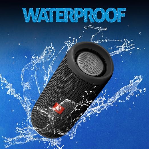 JBL Flip 5 Wireless Portable Bluetooth Speaker, Signature Sound with Powerful Bass Radiator, Vibrant Colors with Rugged Fabric Design, Party Boost, IPX7 Waterproof & Type C (Without Mic, Black) - CarrotKart | India's first Open Box ecommerce platform