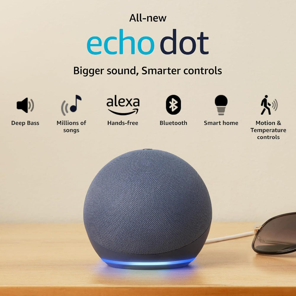 Amazon Echo Dot (5th Gen) | Smart speaker with vibrant sound, Motion Detection, Temperature Sensor, Alexa and Bluetooth| Blue - CarrotKart | India's first Open Box ecommerce platform