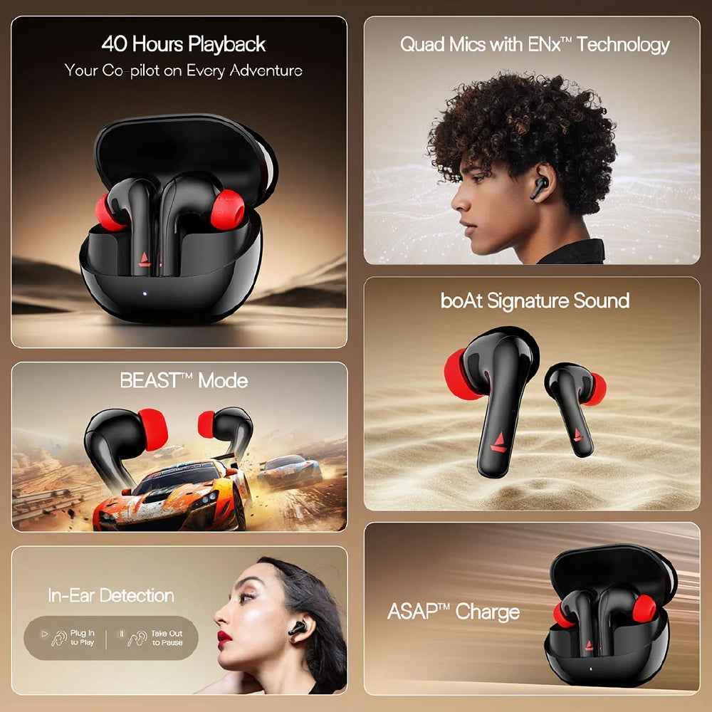 boAt Airdopes 131 Pro Buds Wireless Earbuds with 40 Hours Playback, ENx™ Tech, BT v5.3, BEAST™ Mode, ASAP™