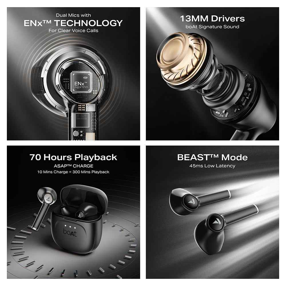 boAt Airdopes 131 Wireless Earbuds with upto 60 Hours Playback, 13mm Drivers, IWP Technology, 650mAh Charging Case