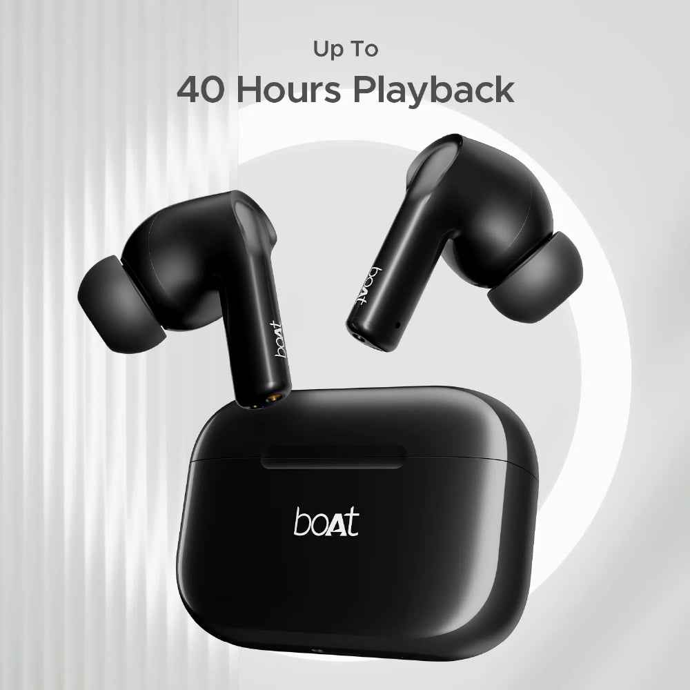 boAt Airdopes 161 Wireless Earbuds with Massive Playback of upto 40 Hours, IPX5 Water & Sweat Resistance, IWP Technology, Type C Interface