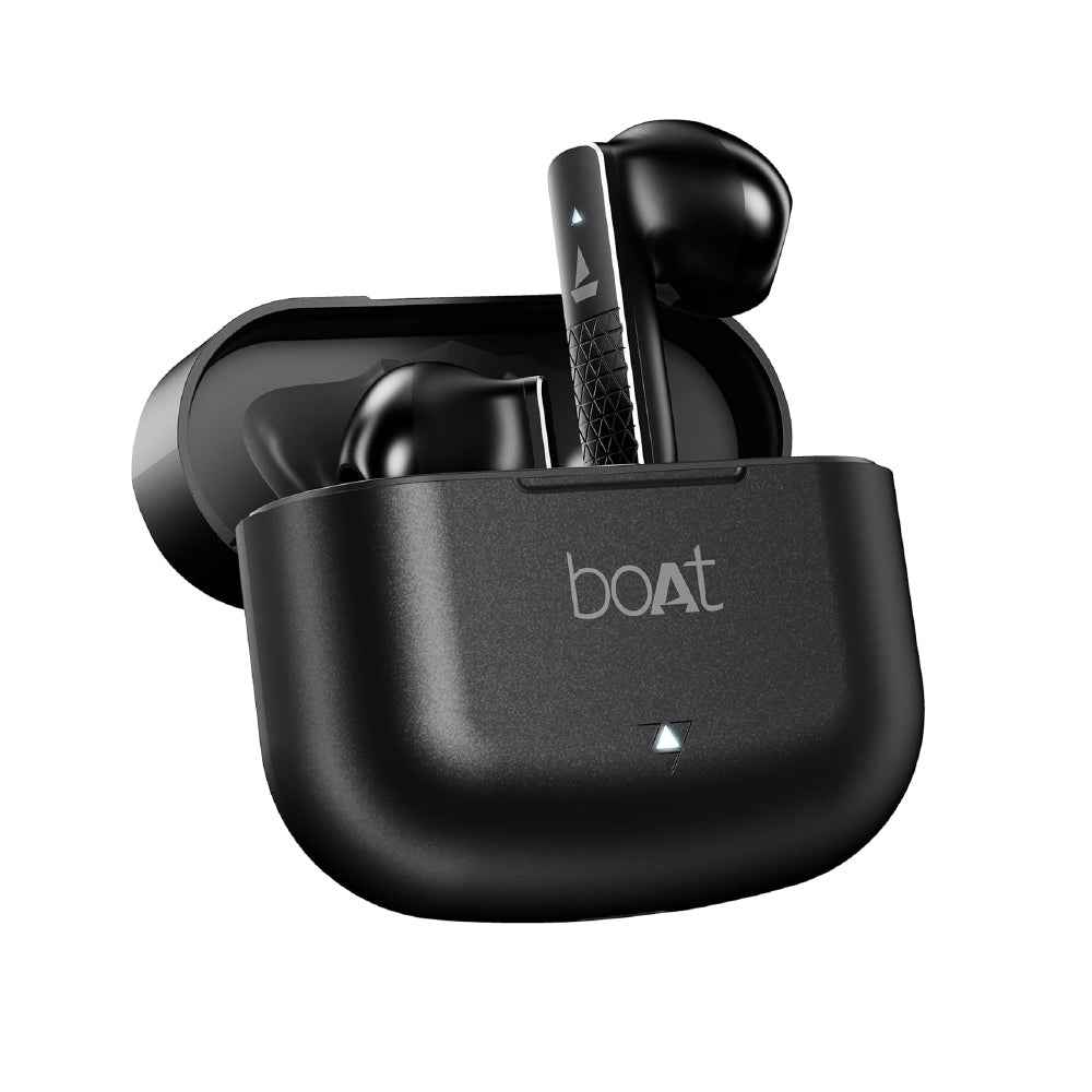 boAt Airdopes 91 Prime v5.3 Bluetooth TWS in Ear Earbuds Wireless Earphones with mic (Midnight Black) with Sounce Aidop Cover