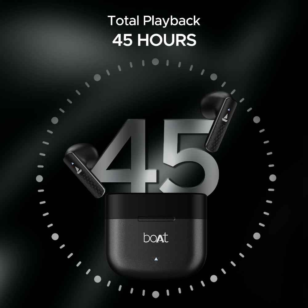 boAt Airdopes 91 Prime v5.3 Bluetooth TWS in Ear Earbuds Wireless Earphones with mic (Midnight Black) with Sounce Aidop Cover