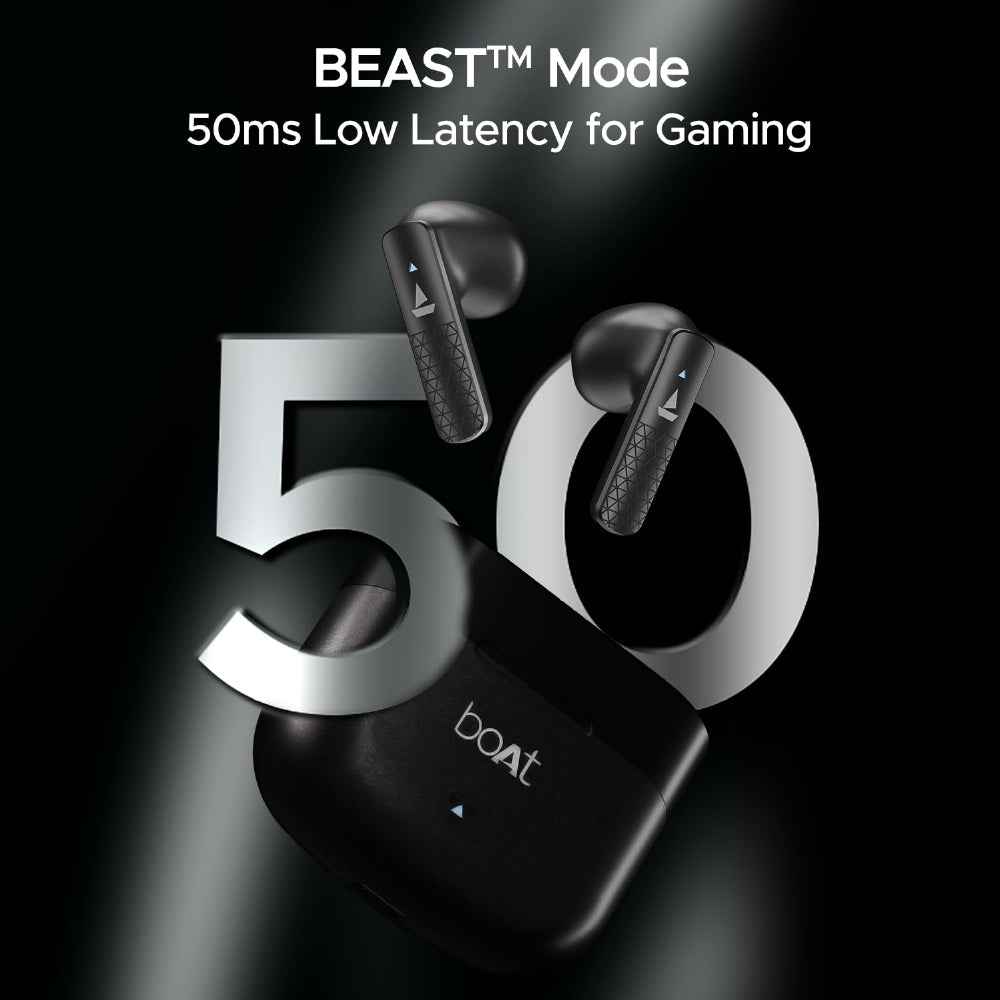 boAt Airdopes 91 Prime v5.3 Bluetooth TWS in Ear Earbuds Wireless Earphones with mic (Midnight Black) with Sounce Aidop Cover