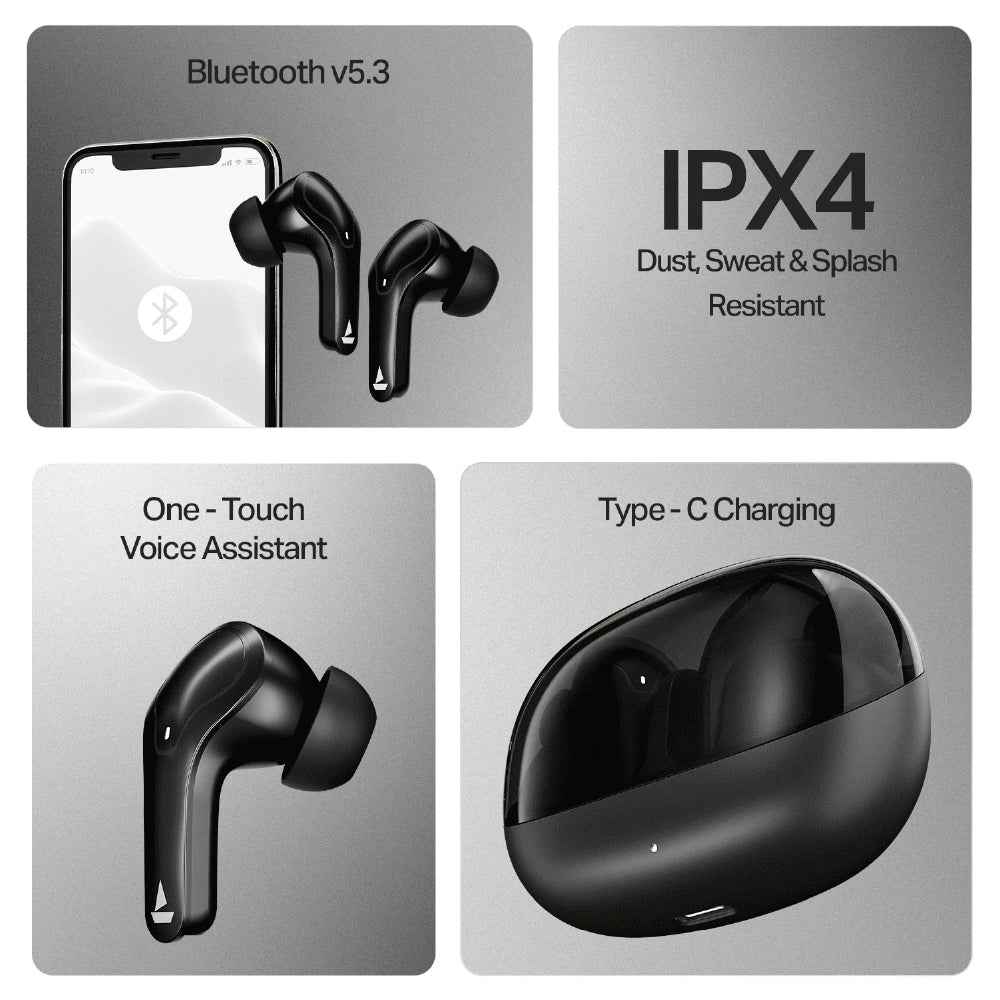 boAt Airdopes Plus 311 Wireless Earbuds with 50 Hours Playback, Dual Mics with ENx™ Technology, BEAST™ Mode, ASAP™ Charge