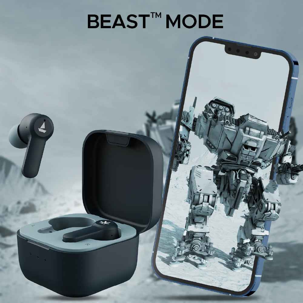 boAt Airdopes Crude Wireless Earbuds with 50 Hours Playback, ENx™ Technology, ASAP™ Charge, BEAST™ Mode, Bluetooth v5.3