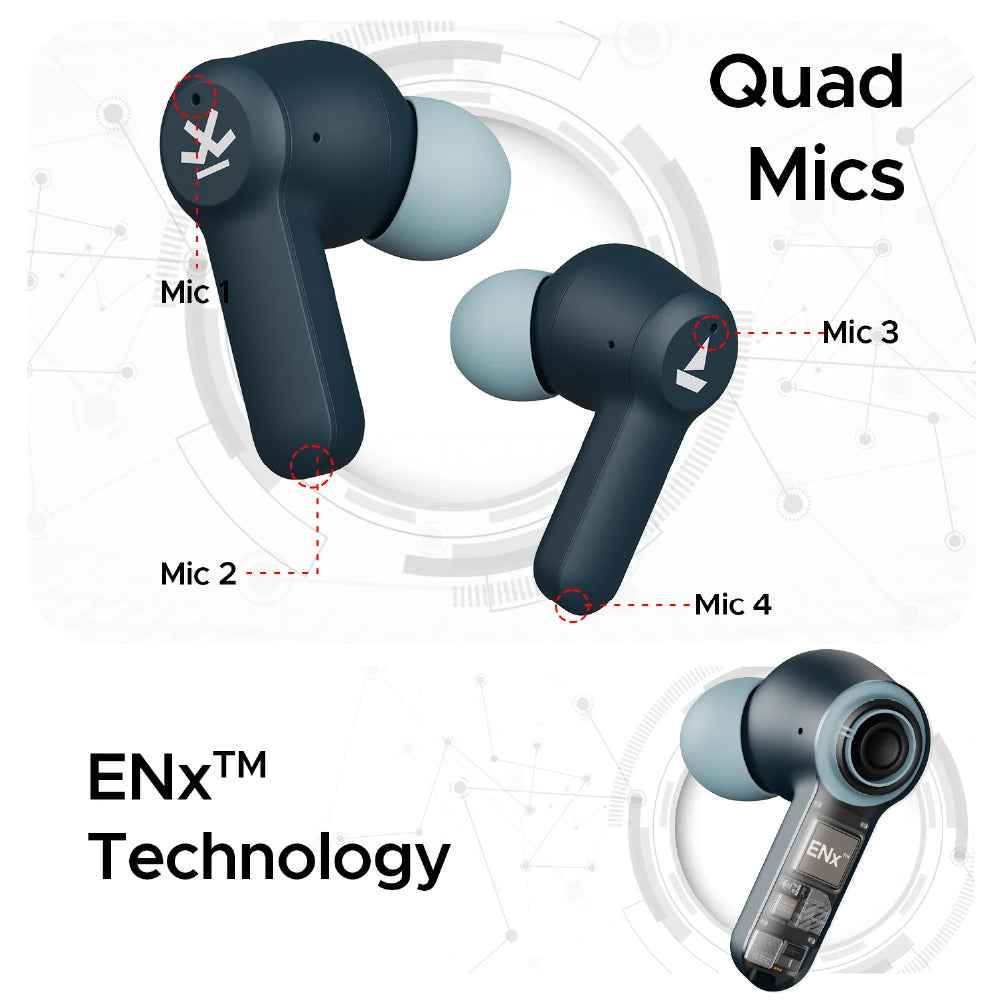 boAt Airdopes Crude Wireless Earbuds with 50 Hours Playback, ENx™ Technology, ASAP™ Charge, BEAST™ Mode, Bluetooth v5.3