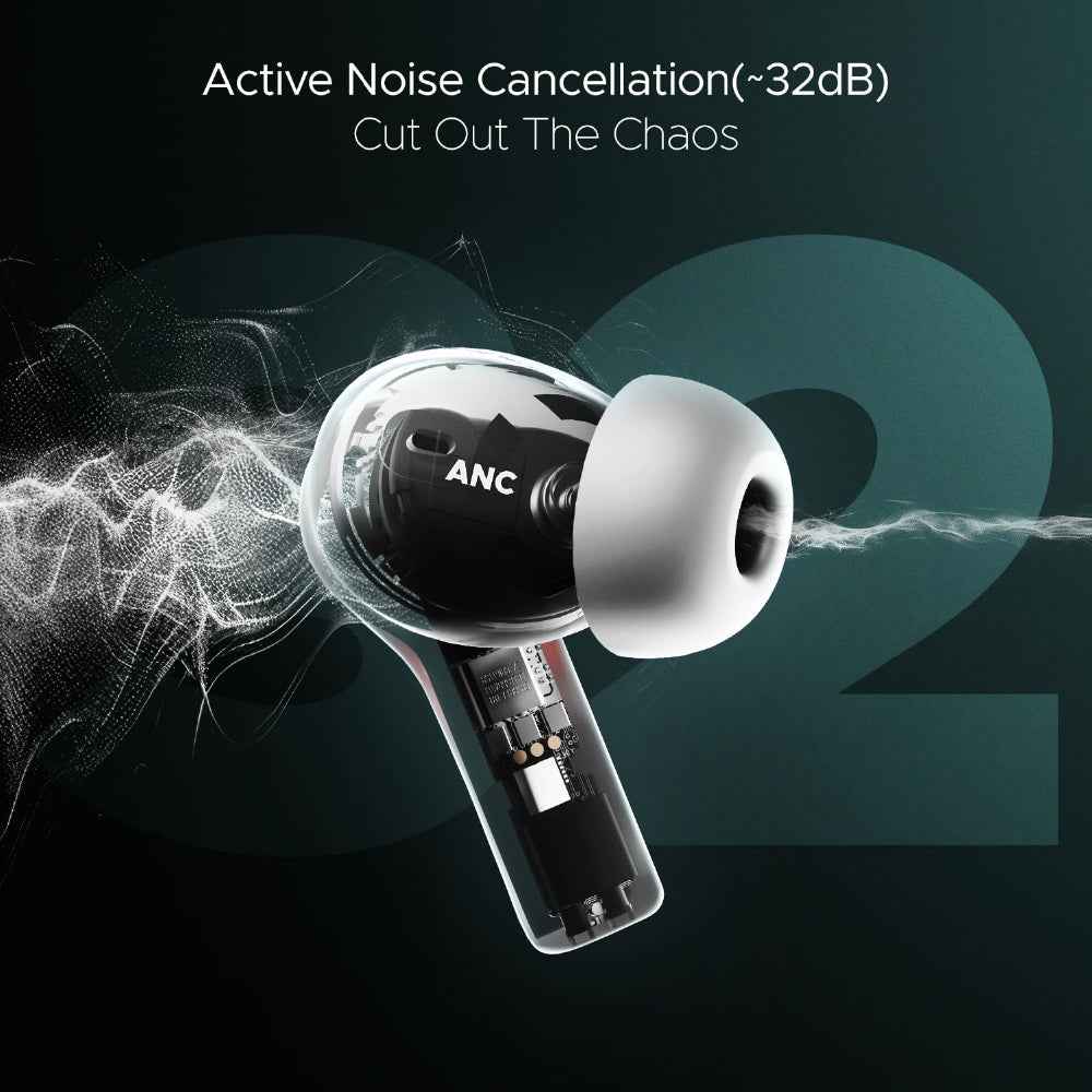 BoAt Airdopes Flex 454 ANC Wireless Earbuds with Active Noise Cancellation up to 32dB, BEAST™ Mode, 10mm Drivers, ASAP™ Charge