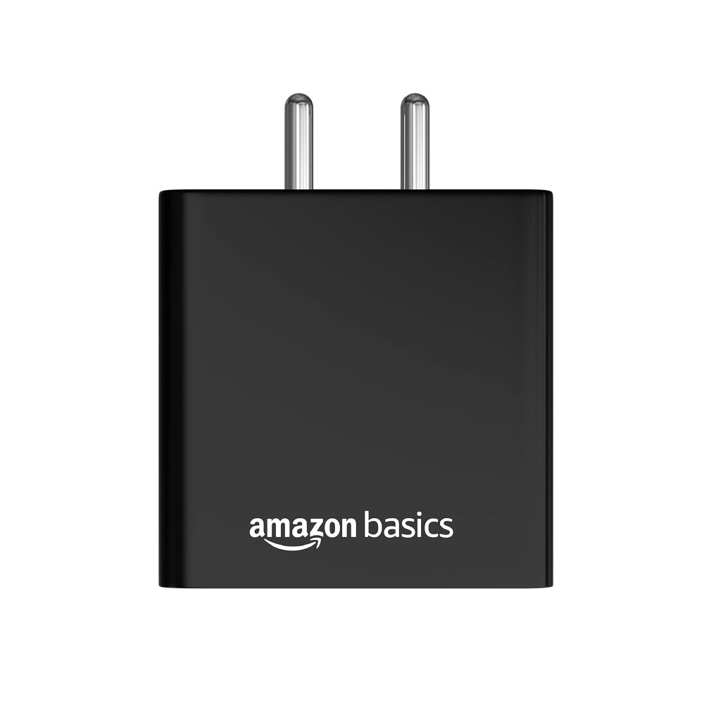 amazon basics High Power 65W Mobile/Laptop Charger Dual Port Output With Type-C Charging Cable (Black) - CarrotKart | India's first Open Box ecommerce platform