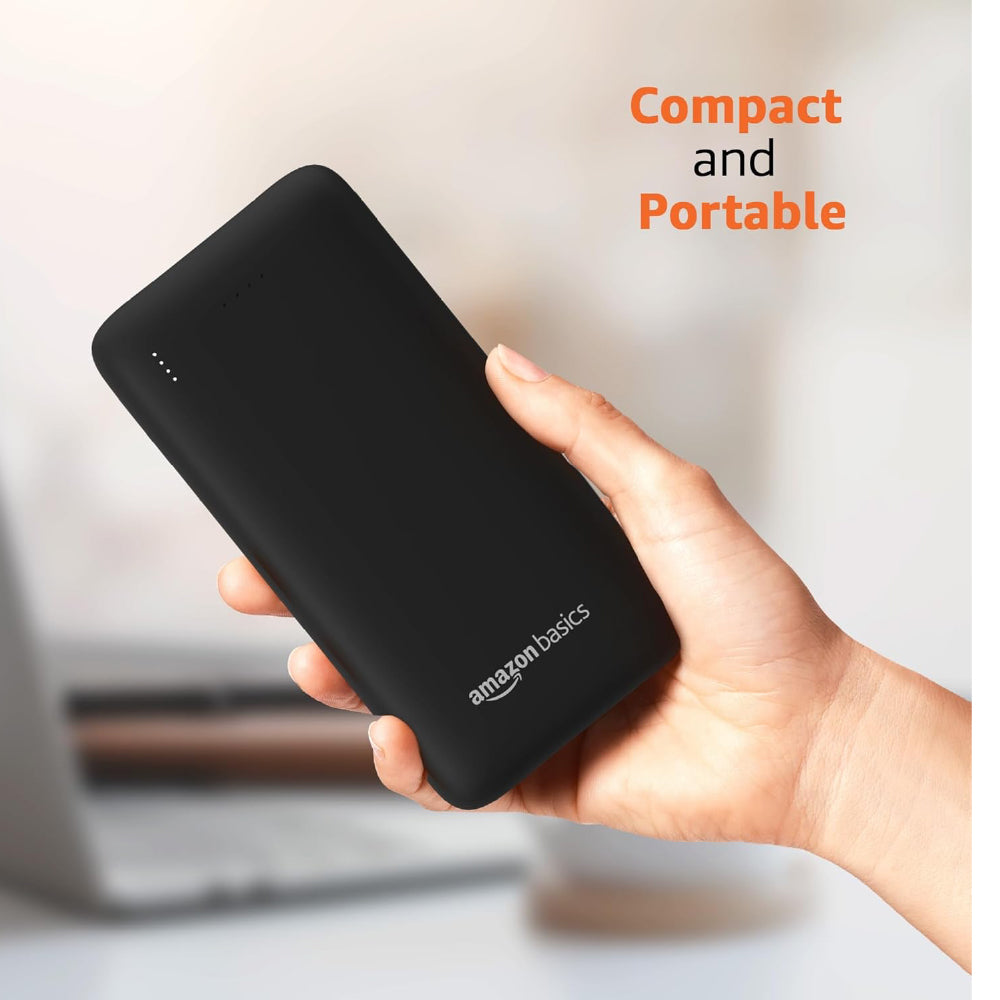 Amazon Basics 27000 Mah 65W Ultra Fast Charging Power Bank | USB Type-C Input, USB Type A Power Delivery (Input & Output) | Quick Charge | Two-Way Fast Charging (Black) - CarrotKart | India's first Open Box ecommerce platform