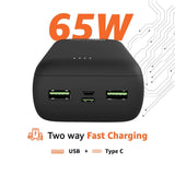Amazon Basics 27000 Mah 65W Ultra Fast Charging Power Bank | USB Type-C Input, USB Type A Power Delivery (Input & Output) | Quick Charge | Two-Way Fast Charging (Black) - CarrotKart | India's first Open Box ecommerce platform