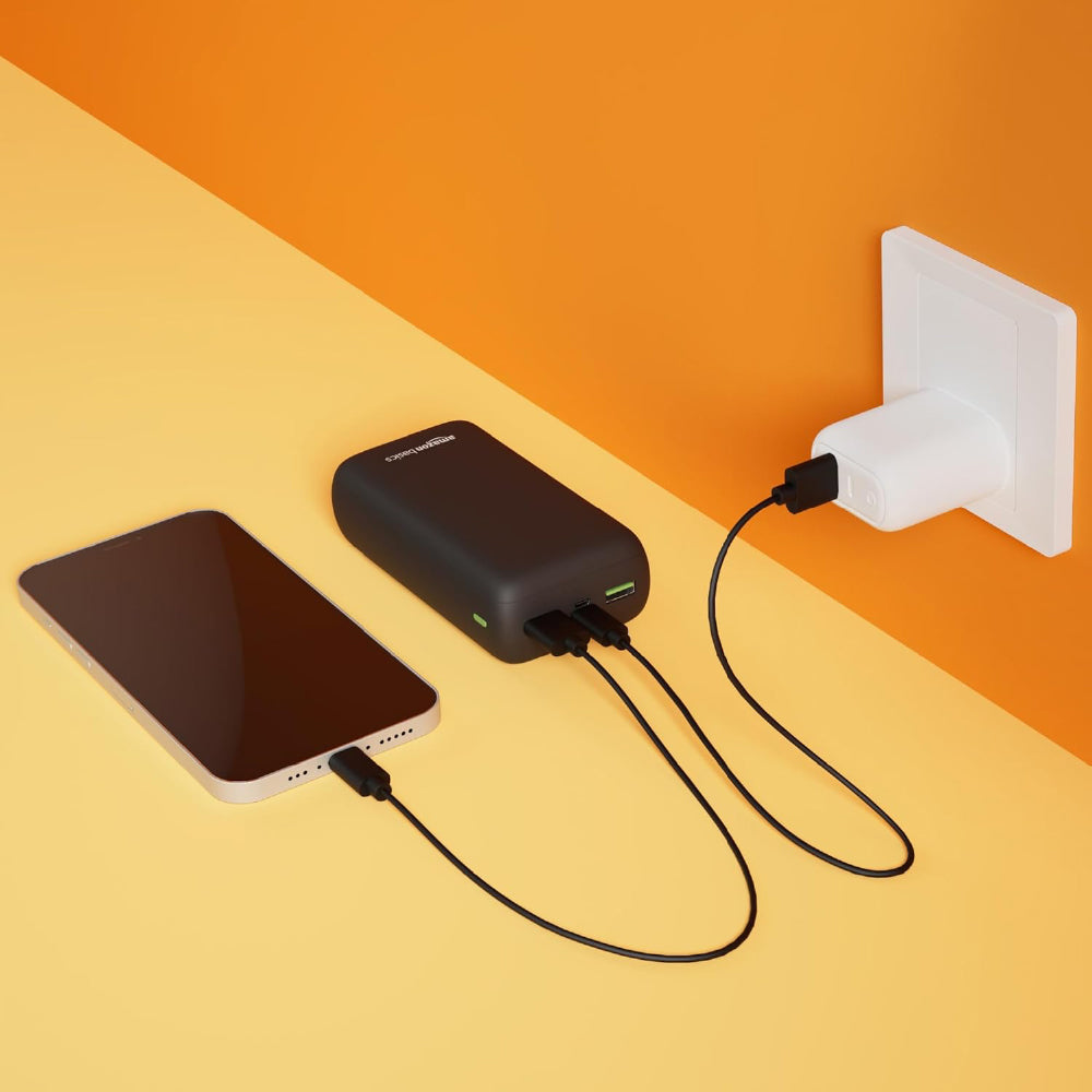 Amazon Basics 27000 Mah 65W Ultra Fast Charging Power Bank | USB Type-C Input, USB Type A Power Delivery (Input & Output) | Quick Charge | Two-Way Fast Charging (Black) - CarrotKart | India's first Open Box ecommerce platform