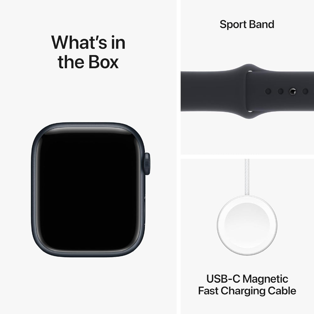 Apple Watch Series 9 GPS 45mm Midnight Aluminium Case with Midnight Sport Loop (Midnight Strap, Free Size) - CarrotKart | India's first Open Box ecommerce platform