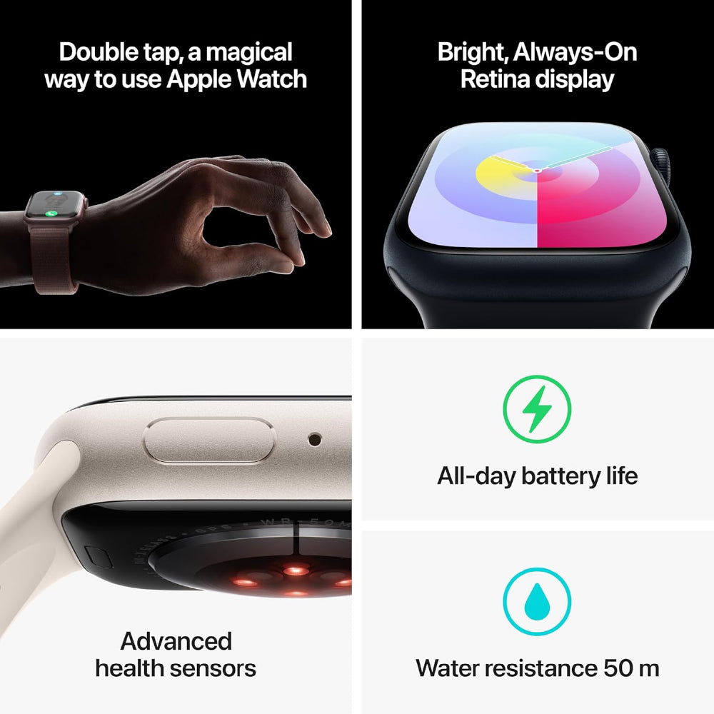 Apple Watch Series 9 GPS 45mm Midnight Aluminium Case with Midnight Sport Loop (Midnight Strap, Free Size) - CarrotKart | India's first Open Box ecommerce platform