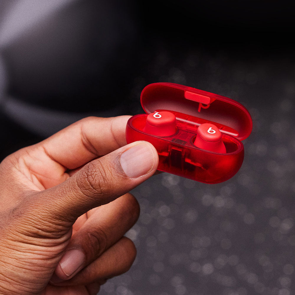 Beats Solo Buds Wireless Earbuds with Transparency Mode | Transparent Red - CarrotKart | India's first Open Box ecommerce platform