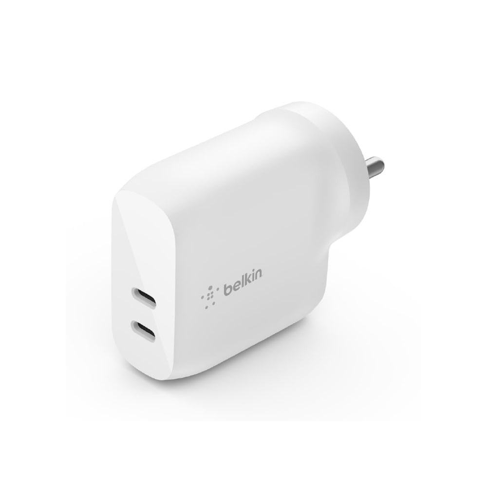 Belkin 40W (20W + 20W) Two Ports USB -C PD Wall Charger | Fast Charging for iPhone 17, Air, Pro, Pro Max, Samsung Galaxy S25, Google Pixel 10, iPad, AirPods, & More | 2 Years Warranty, White - CarrotKart | India's first Open Box ecommerce platform
