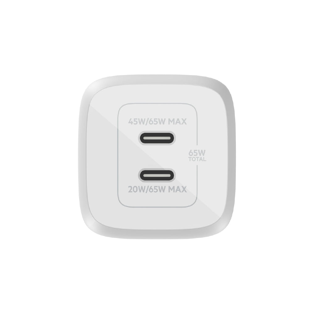 Belkin 65W (45W+20W) USB -C GaN Charger | Fast Charging PD | Gan Technology for Samsung Galaxy S25, Apple iPhone 17, Air, Pro, Pro Max, iPad, MacBook & More | 2 Years Warranty | White - CarrotKart | India's first Open Box ecommerce platform