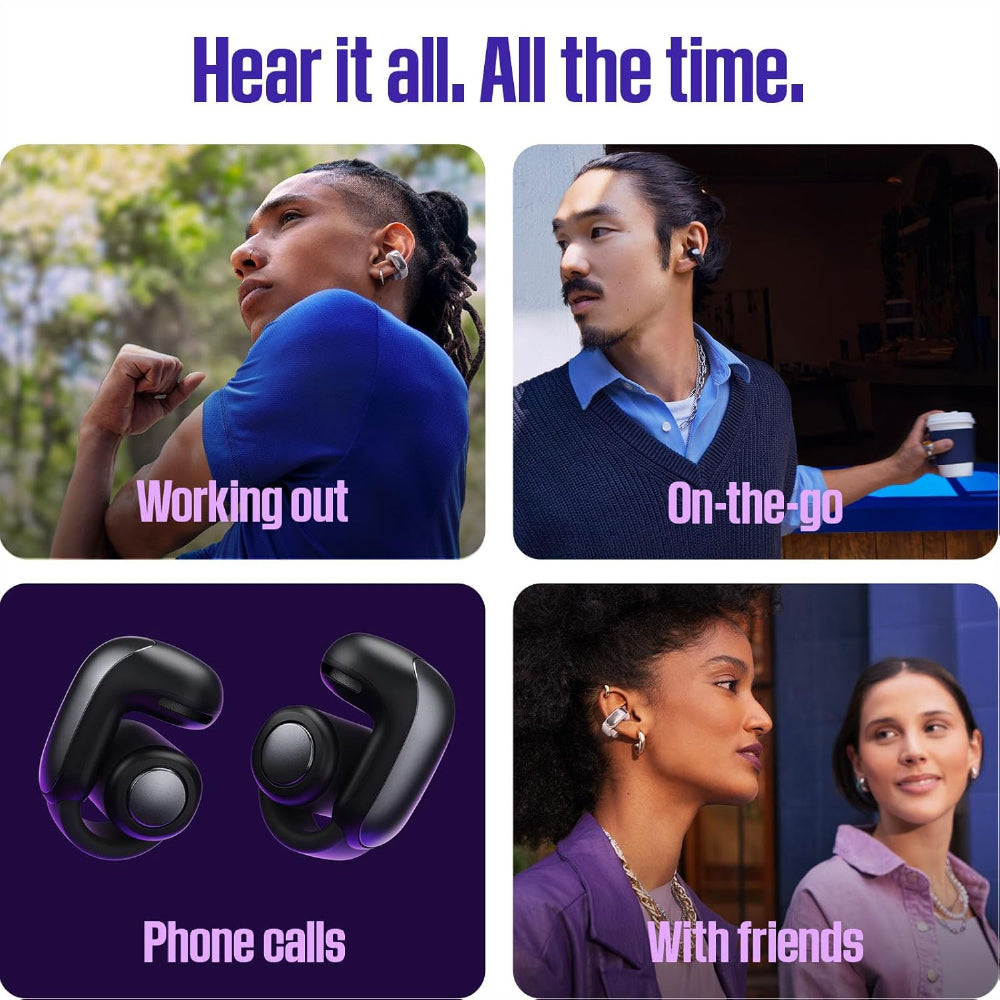 Bose New Ultra Open Earbuds with OpenAudio Technology, Open Ear Wireless Earbuds, Up to 48 Hours of Battery Life - Black - CarrotKart | India's first Open Box ecommerce platform