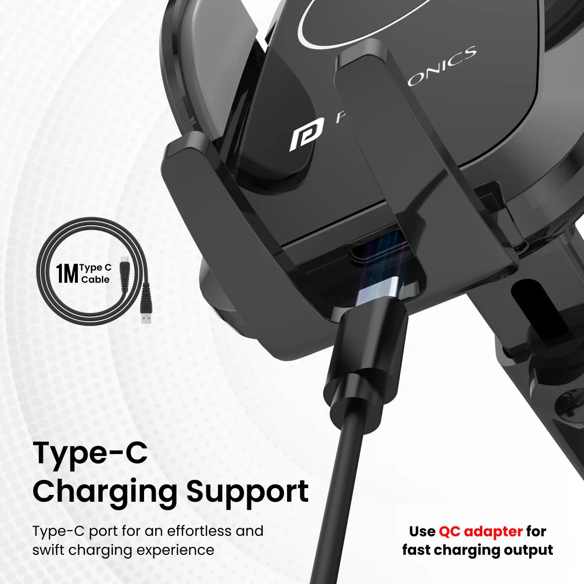 Portronics Charge Clamp 2 15W Wireless Charging Phone Holder - CarrotKart | India's first Open Box ecommerce platform