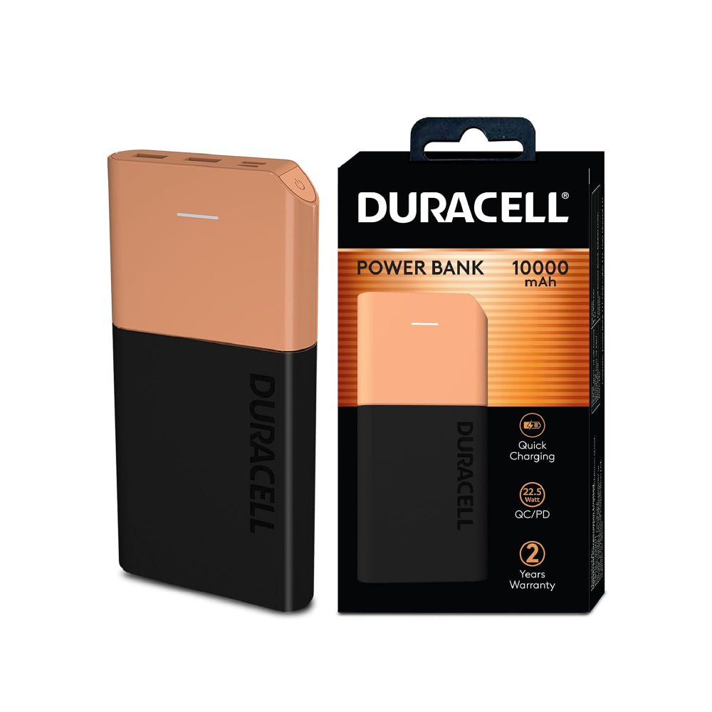 Duracell Power Bank 10000 mAh, Portable Charger, USB C/Micro USB Input, USB A/USB C Output, Fast Charge Technology, 22.5W Power Delivery for Smartphones, Tablets, Headphones and USB-Powered Devices - CarrotKart | India's first Open Box ecommerce platform