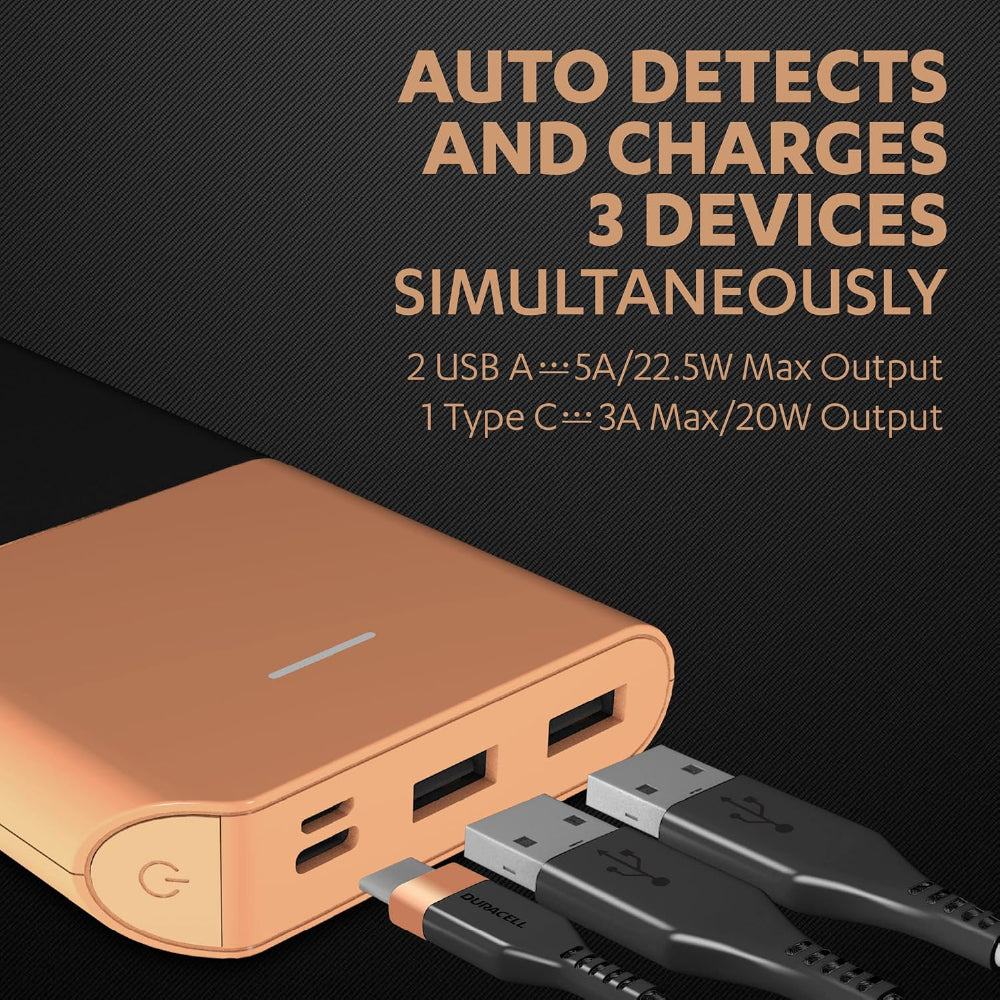 Duracell Power Bank 10000 mAh, Portable Charger, USB C/Micro USB Input, USB A/USB C Output, Fast Charge Technology, 22.5W Power Delivery for Smartphones, Tablets, Headphones and USB-Powered Devices - CarrotKart | India's first Open Box ecommerce platform