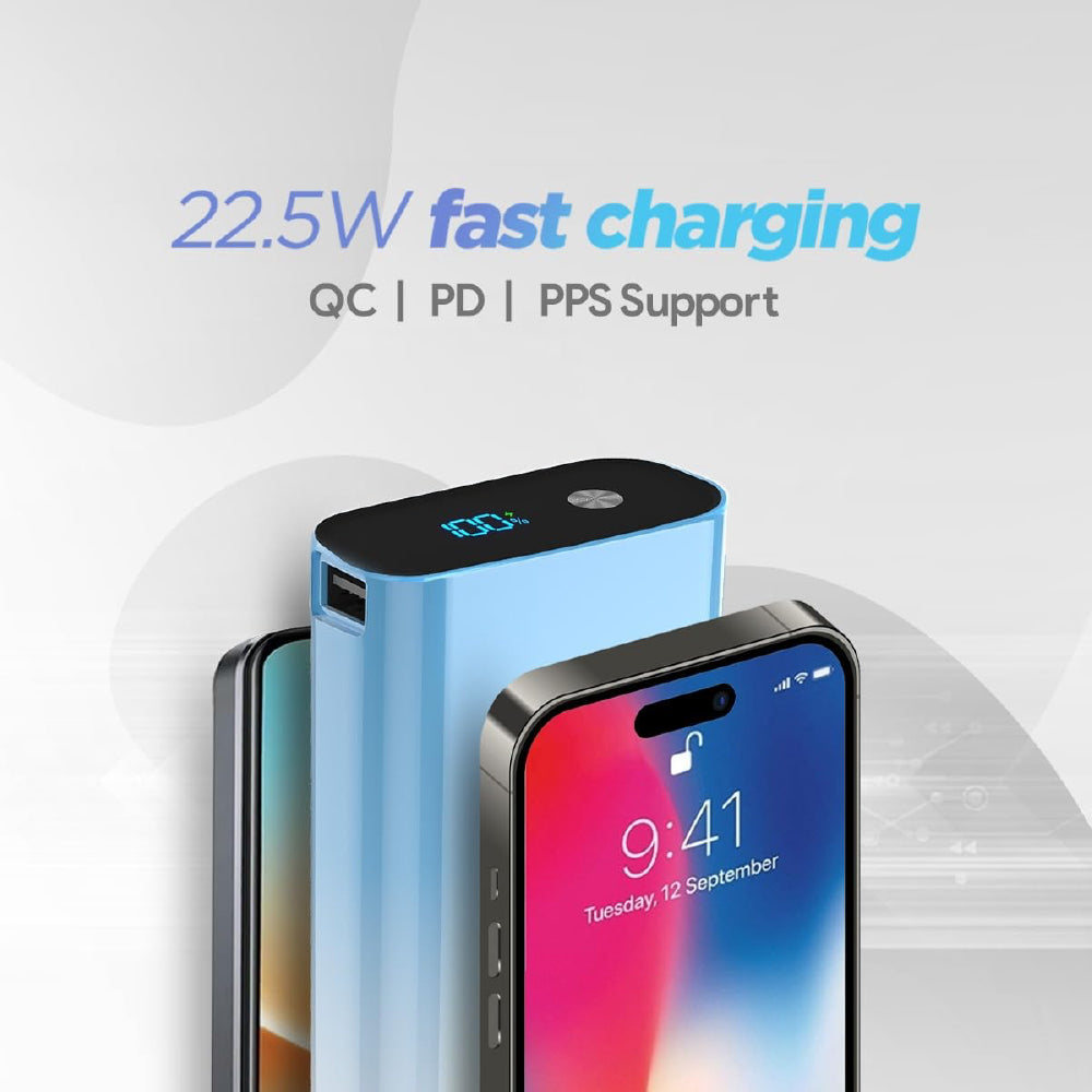 FLiX (Beetel) UltraCharge Duotone 20,000mAh 22.5W QC Pocket Power Delivery PPS Power Bank, Type C Input & Output, LED Percentage Display, Compatible iPhone, Samsung, Google (White + Blue) - CarrotKart | India's first Open Box ecommerce platform