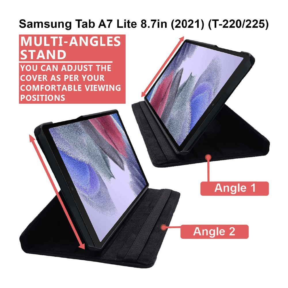 CEDO Samsung Tab A7 Lite (8.7 inch) Flip Cover | Leather Finish | 360 Degree Rotate Back Cover | Shockproof Back Cover Case for Samsung Galaxy Tab A7 Lite (8.7 inch) (2021) SM-T220 / T225 (Black) - CarrotKart | India's first Open Box ecommerce platform