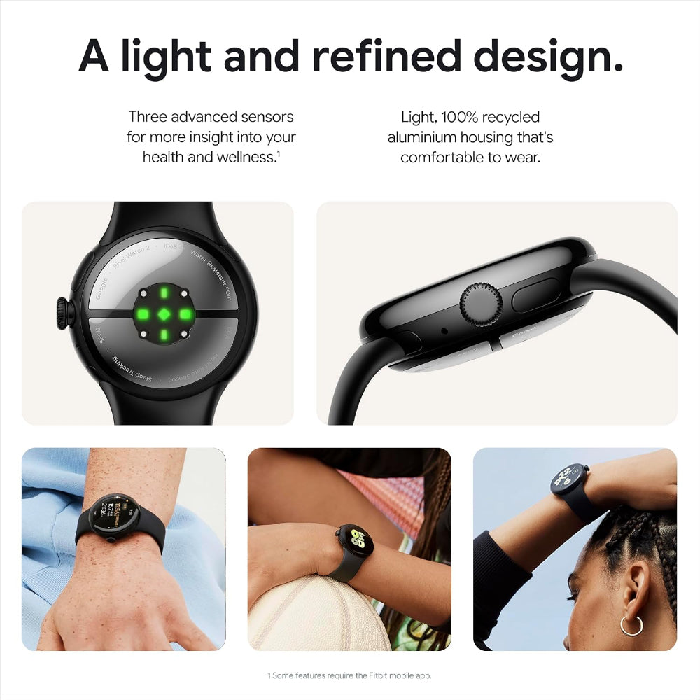 Google Pixel Watch 2 with The Best of Fitbit Heart Rate Tracking, Stress Management, Safety Features - Android Smartwatch - Obsidian Black Active Band - Wi-Fi - CarrotKart | India's first Open Box ecommerce platform