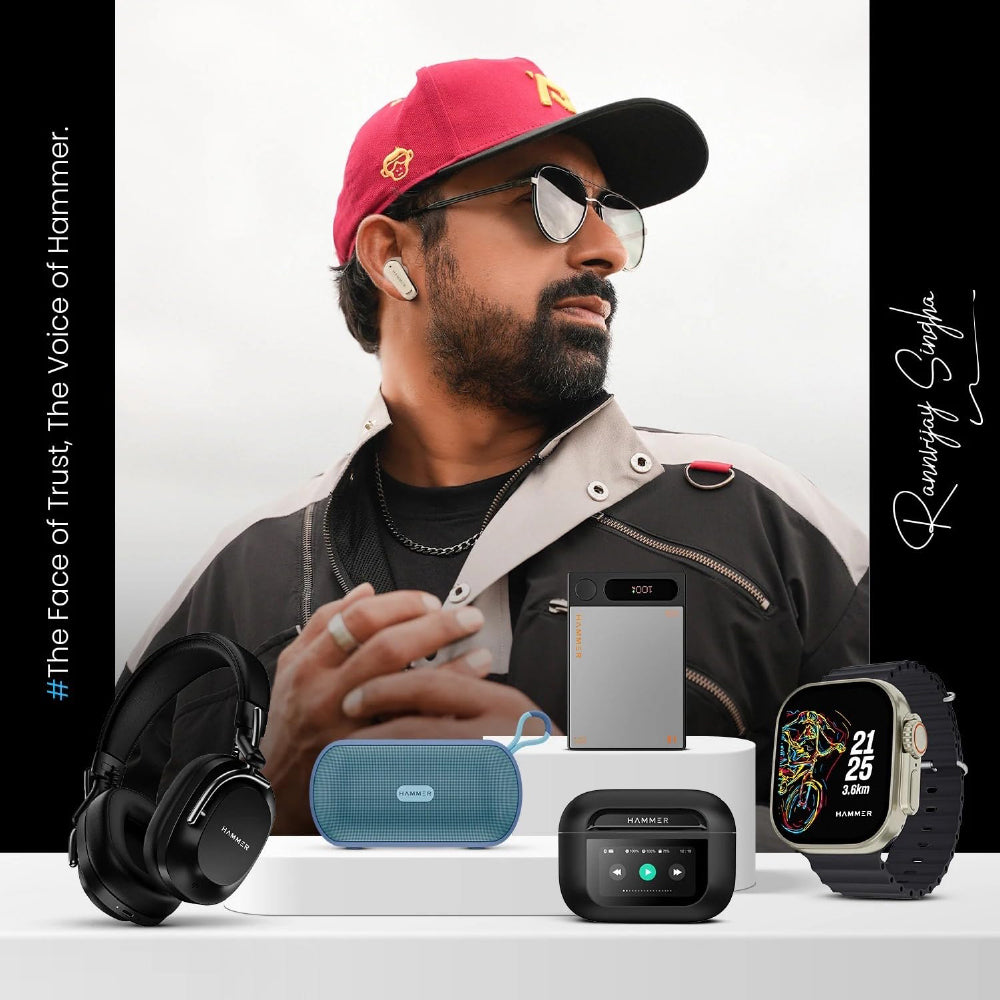HAMMER Bash Max Over The Ear Wireless Bluetooth Headphones with Mic, Touch Control, Deep Bass, Upto 40 Hours Playtime, Bluetooth 5.3, Workout/Travel (Black) - CarrotKart | India's first Open Box ecommerce platform