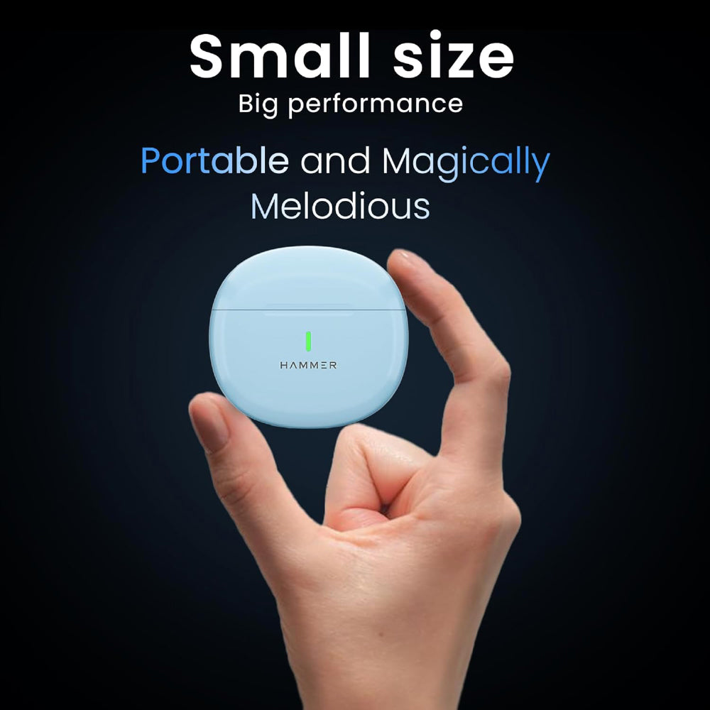 HAMMER New Launch Ultra Pods TWS Wireless Bluetooth Ear buds, Inbuilt Mic, 100H Standby Time, Earbuds with 30H Playtime, USB Type-C,13mm Dynamic Drivers, IPX5 Water Resistant Bluetooth Earphones(Blue) - CarrotKart | India's first Open Box ecommerce platform