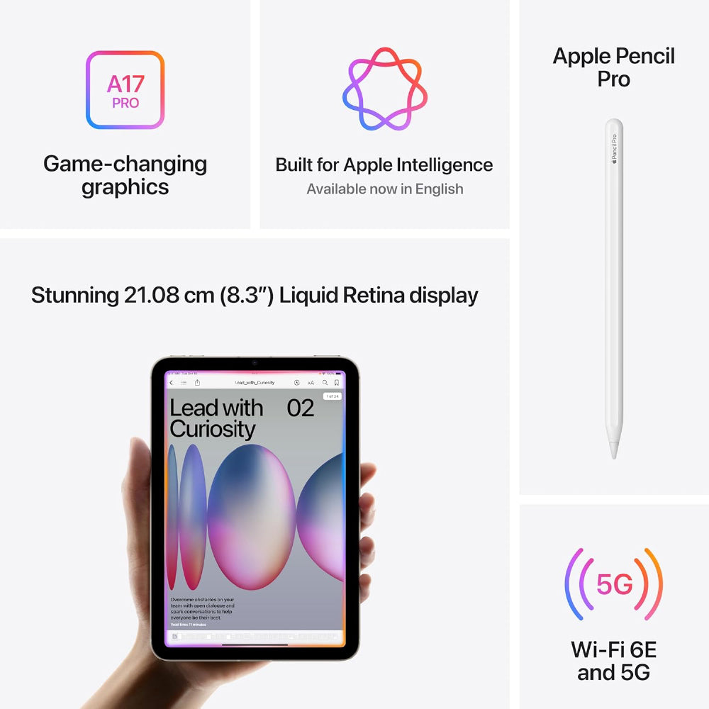 Apple iPad mini (A17 Pro): Apple Intelligence, 21.08 cm (8.3″) Liquid Retina Display, 256GB, Wi-Fi 6E + 5G Cellular, 12MP Front/12MP Back Camera, Touch ID, All-Day Battery Life — Blue - CarrotKart | India's first Open Box ecommerce platform