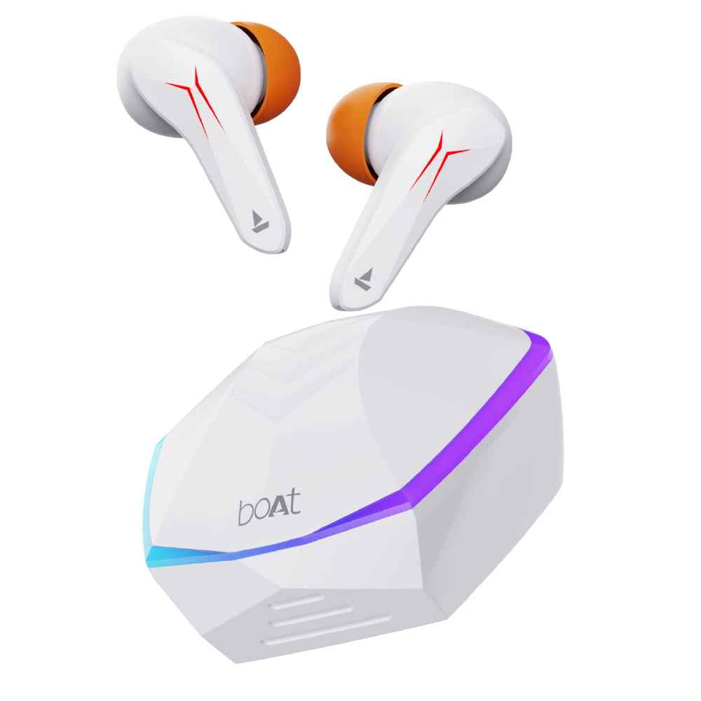 Boat Immortal 121 TWS Earbuds with Beast™ Mode(40ms Low Latency) for Gaming, 40H Playtime, Blazing LEDs, Quad Mics ENx™, Boat Signature Sound, ASAP™ Charge(10 Mins= 180 Mins)(White Sabre)