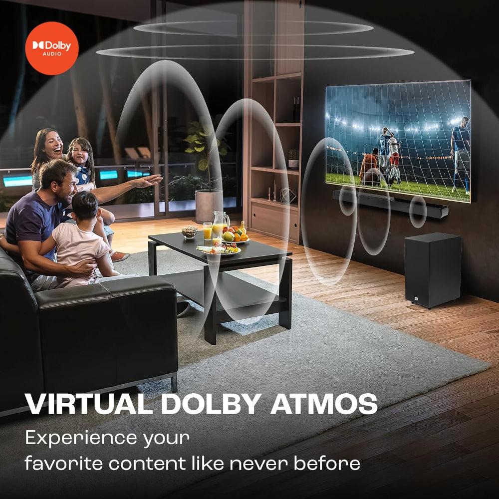 JBL Cinema SB190 Deep Bass, Dolby Atmos Soundbar with Wireless Subwoofer for Extra Deep Bass, 2.1 Channel with Remote, Sound Mode for Voice Clarity, HDMI eARC, Bluetooth & Optical Connectivity (380W) - CarrotKart | India's first Open Box ecommerce platform