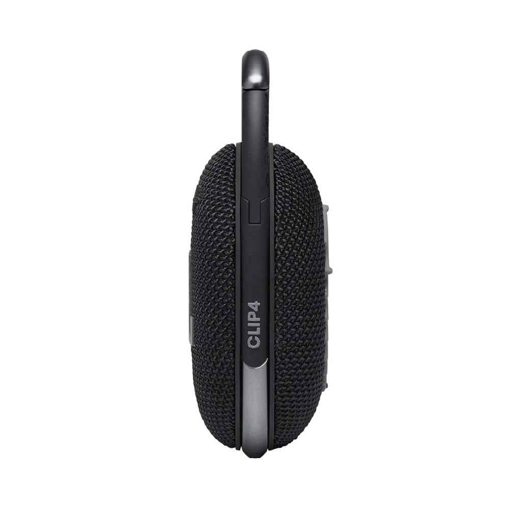 JBL Clip 4, Wireless Ultra Portable Bluetooth Speaker, Pro Sound, Integrated Carabiner, Vibrant Colors with Rugged Fabric Design, Dust & Waterproof, Type C (Without Mic, Black)