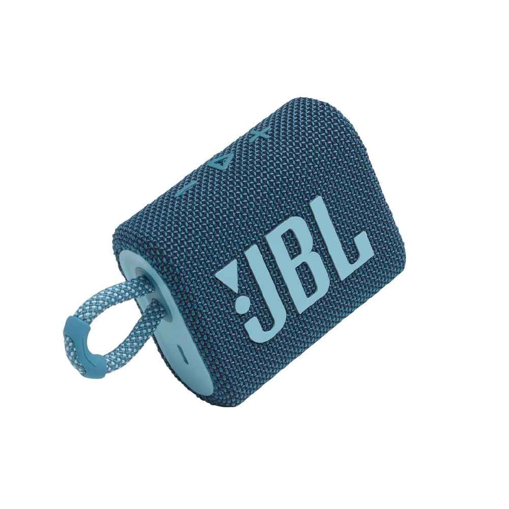 JBL Go 3, Wireless Ultra Portable Bluetooth Speaker, Pro Sound, Vibrant Colors with Rugged Fabric Design, Waterproof, Type C (Without Mic, Blue)