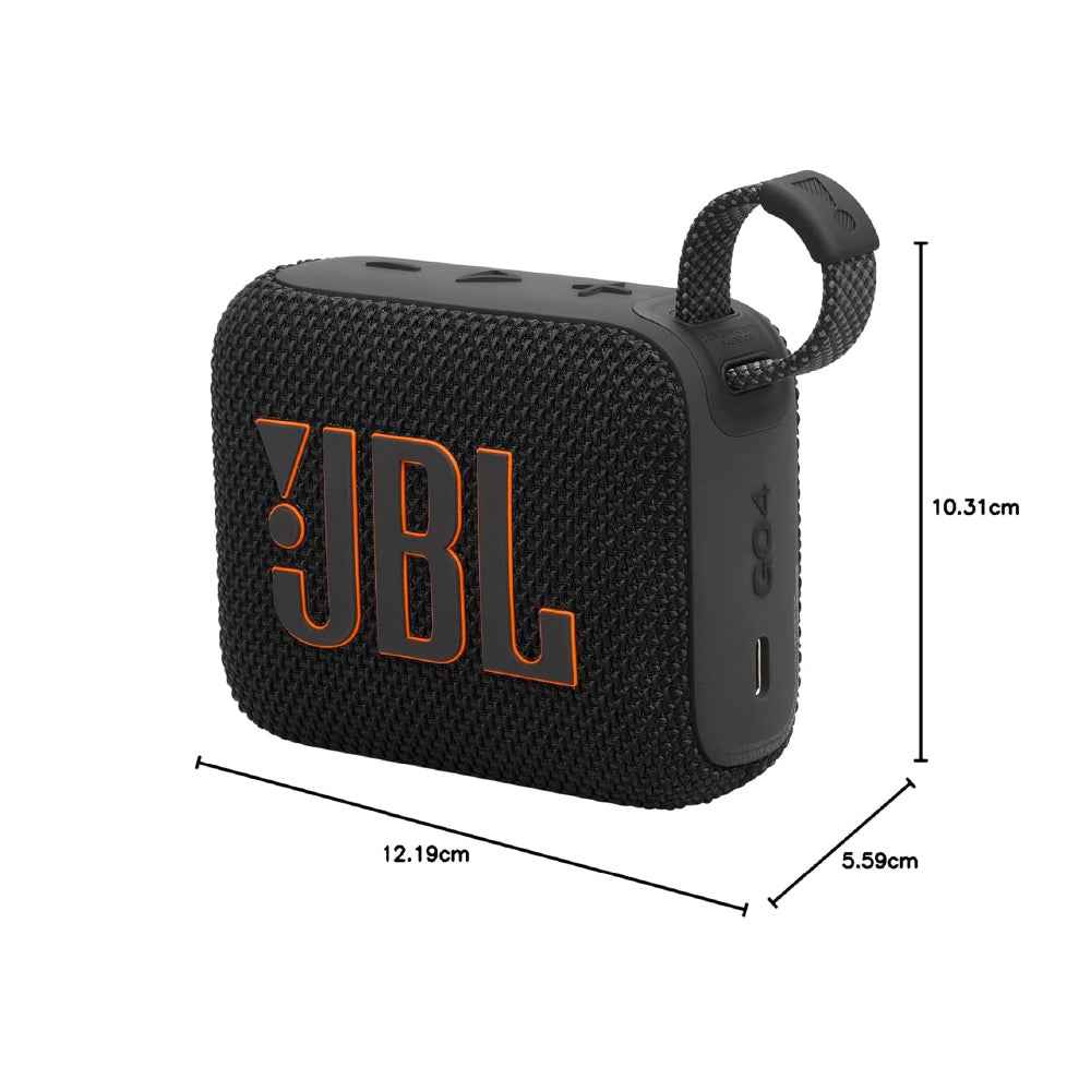 JBL Go 4, Wireless Ultra Portable Bluetooth Speaker, Pro Sound, Vibrant Colors, Water & Dust Proof, Type C (Without Mic, Black)