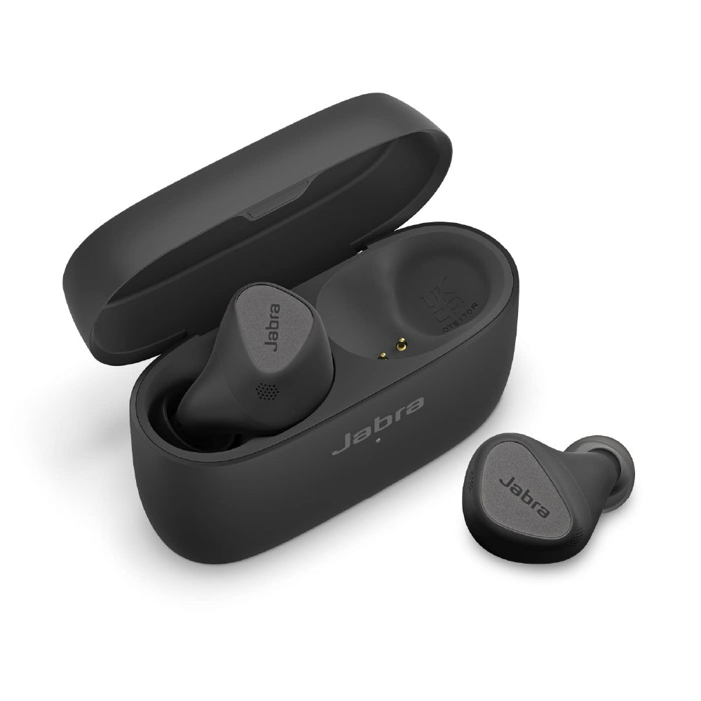 Jabra Elite 5 True Wireless in Ear Bluetooth Earbuds with Active Noise Cancellation, 6 Built-in Microphones for Clear Calls, Dual Pairing & Microsoft Swift Pair for Windows Devices - Titanium Black - CarrotKart | India's first Open Box ecommerce platform