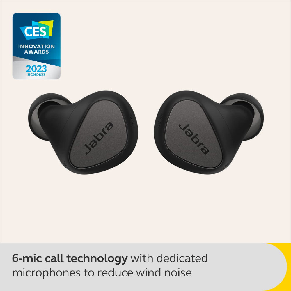 Jabra Elite 5 True Wireless in Ear Bluetooth Earbuds with Active Noise Cancellation, 6 Built-in Microphones for Clear Calls, Dual Pairing & Microsoft Swift Pair for Windows Devices - Titanium Black - CarrotKart | India's first Open Box ecommerce platform