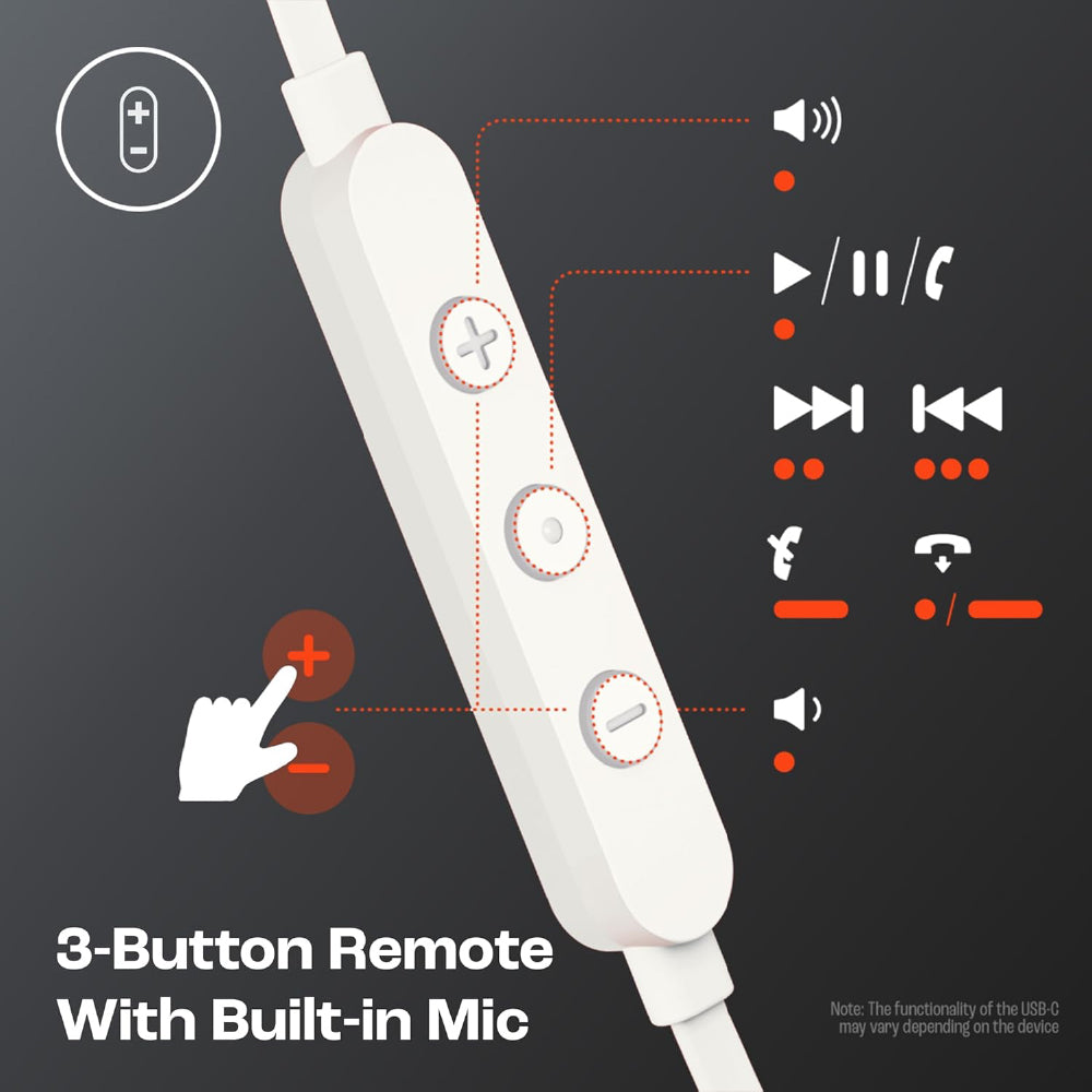 JBL Tune 310 Wired in Ear Type C Headphones, Hi-Res Audio with Digital-to-Analog Converter, 3-Button EQ Preset Remote with Microphone, Tangle-Free Flat Cable, Compatible with USB-C Devices (White) - CarrotKart | India's first Open Box ecommerce platform