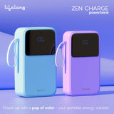 Lifelong Electronics 20000mAh 22.5W Fast Charging QC 3.0 Power Bank | 3 Inputs (in-Built Cable + Lightning + Type-C Port) | 6 Outputs (3 in-Built Cable + USB + Type-C Port) Blue - CarrotKart | India's first Open Box ecommerce platform