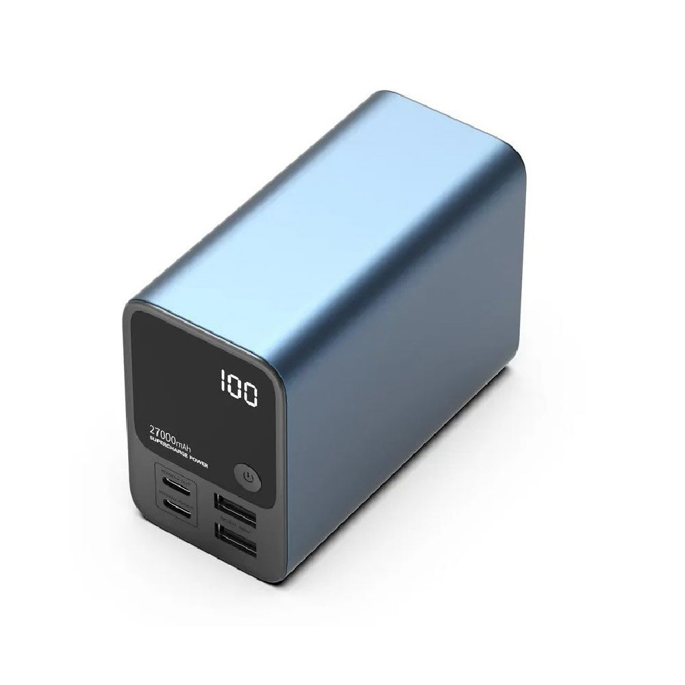 Lifelong 100W 27000 mAh 4-in-1 Fast Charging Laptop Power Bank with 2 Type C PD Output Ports & 2 USB Output Ports Compatible with Laptop, Android Smartphones, iPhones, iPad, Tablet (Metallic Blue) - CarrotKart | India's first Open Box ecommerce platform