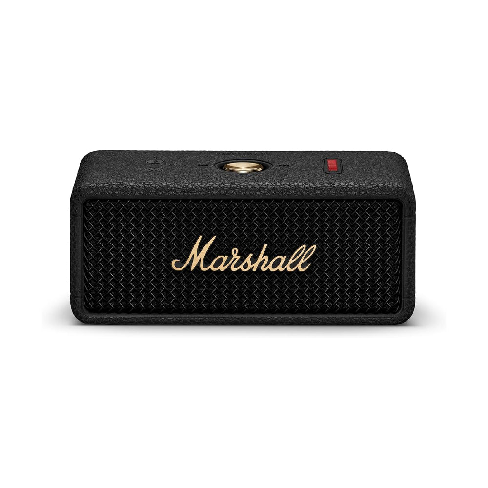 Marshall Emberton III Compact Portable Bluetooth Speaker with 32+ Hours of Playtime, (360° Sound), Dust & Waterproof (IP67) – Black & Brass. - CarrotKart | India's first Open Box ecommerce platform